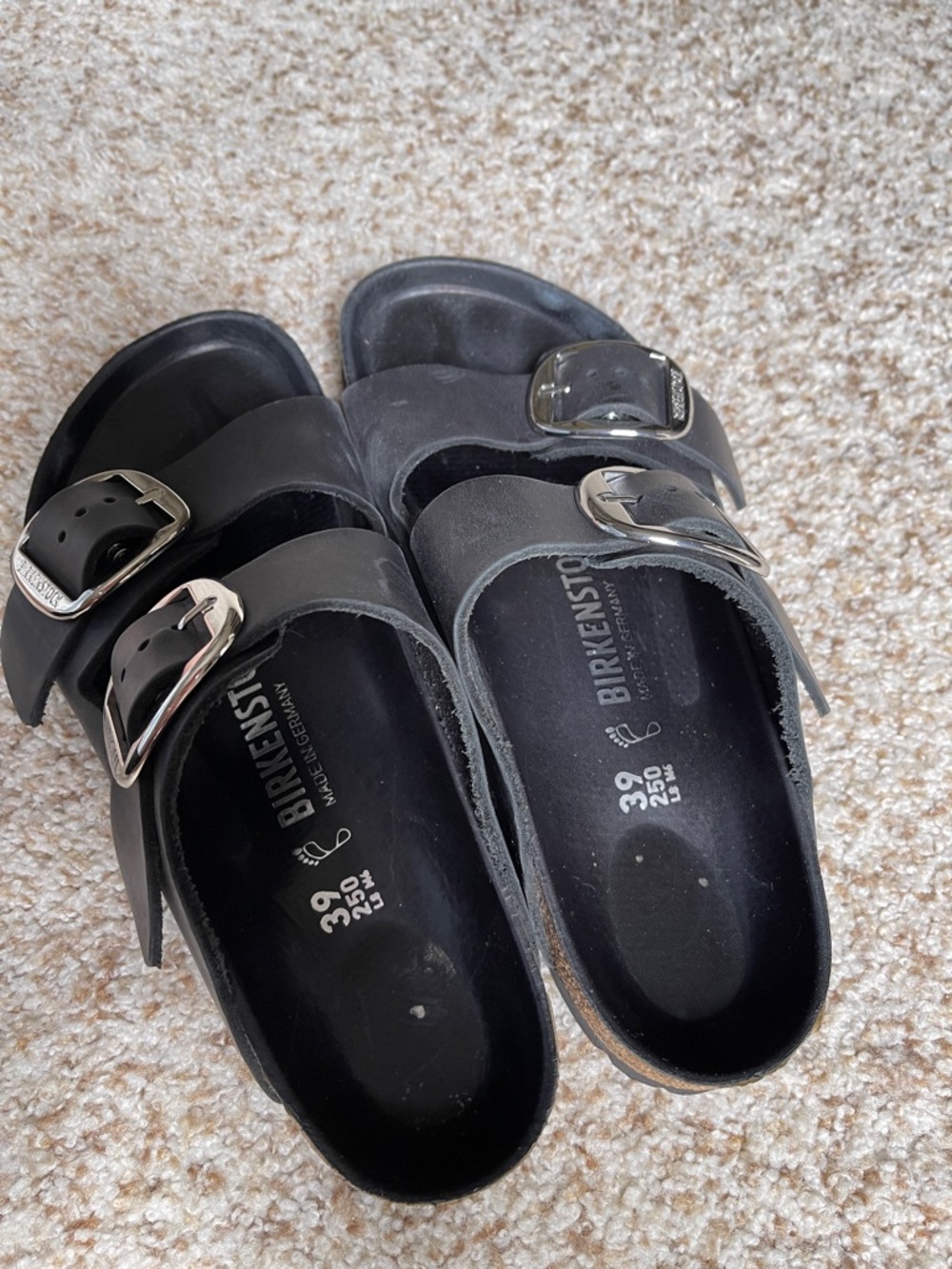 Birkenstock Double Buckle Arizona Sandals Black Size 39 - Picture 2 of 9